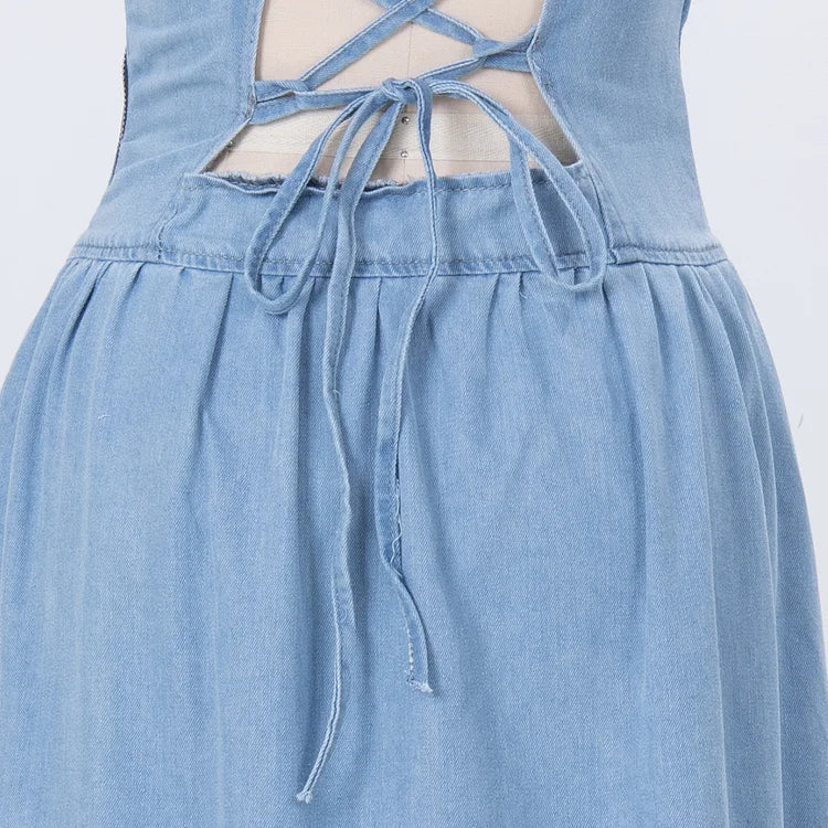 FEMAR - MIDNIGHT DENIM STRAPPY SLEEVELESS DRESS
