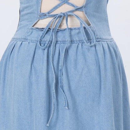 FEMAR - MIDNIGHT DENIM STRAPPY SLEEVELESS DRESS