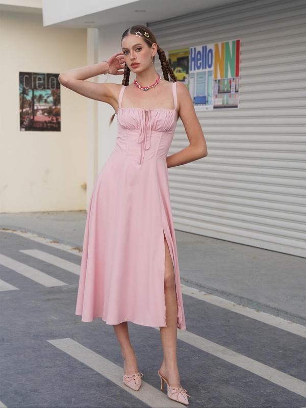 Elena – Elegant Square Neck Midi Dress
