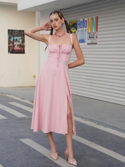 Elena – Elegant Square Neck Midi Dress