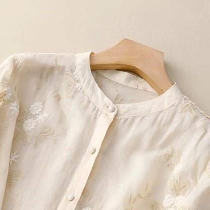 SKYLA - EMBROIDERED COTTON BLOUSE