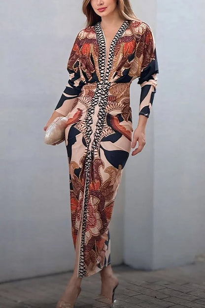 EUGENIA - BRAZILIAN INSPIRED PRINT RUCHED SLIT DRESS