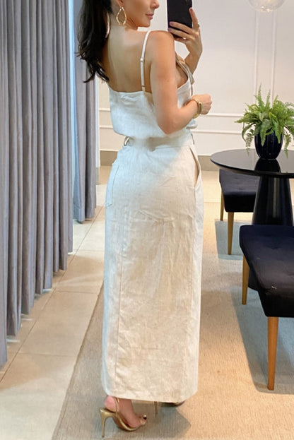 JANIA - TRENDY SIDE-SLIT FULL-LENGTH DRESS