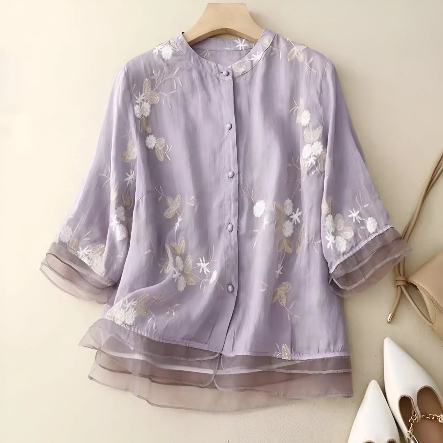 SKYLA - EMBROIDERED COTTON BLOUSE
