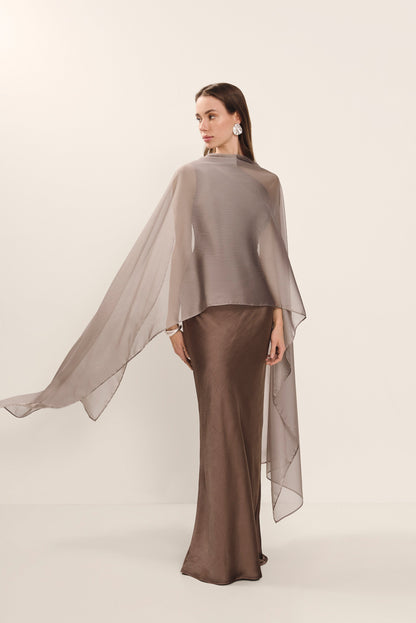 FIANG - ANGLED NECKLINE EVENING DRESS