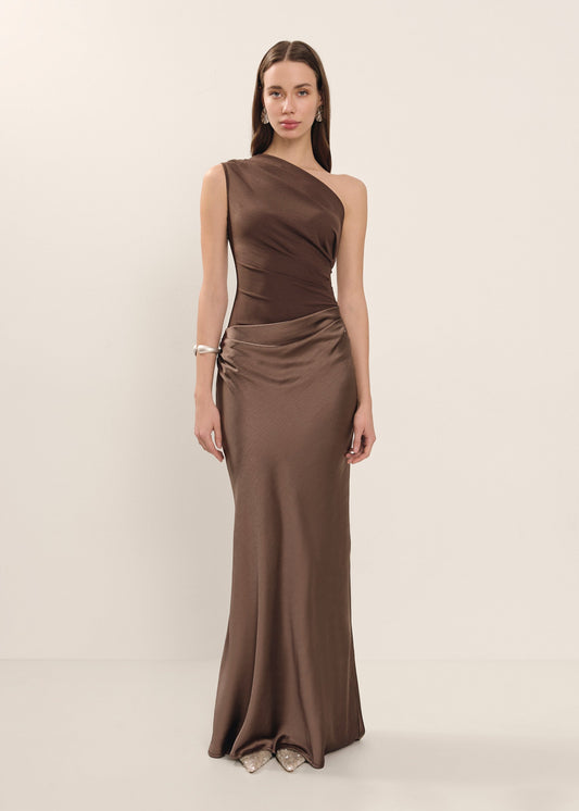 FIANG - ANGLED NECKLINE EVENING DRESS
