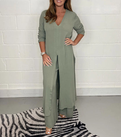 PAIGE - VINTAGE TWO PIECES SUIT WITH LONG TOP & TROUSERS