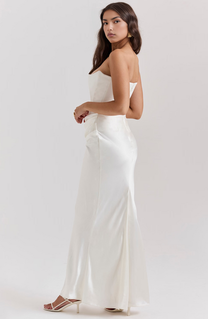 Hera - Elegant Retro Solid Color Strapless Party Dress