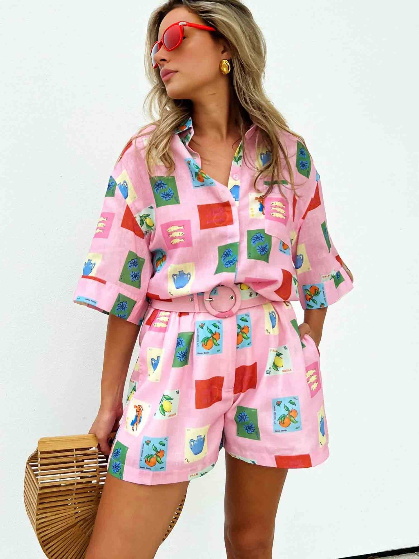 SAMIRA - TRENDY ARTISTIC PRINT IN PINK SET