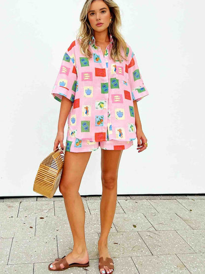 SAMIRA - TRENDY ARTISTIC PRINT IN PINK SET