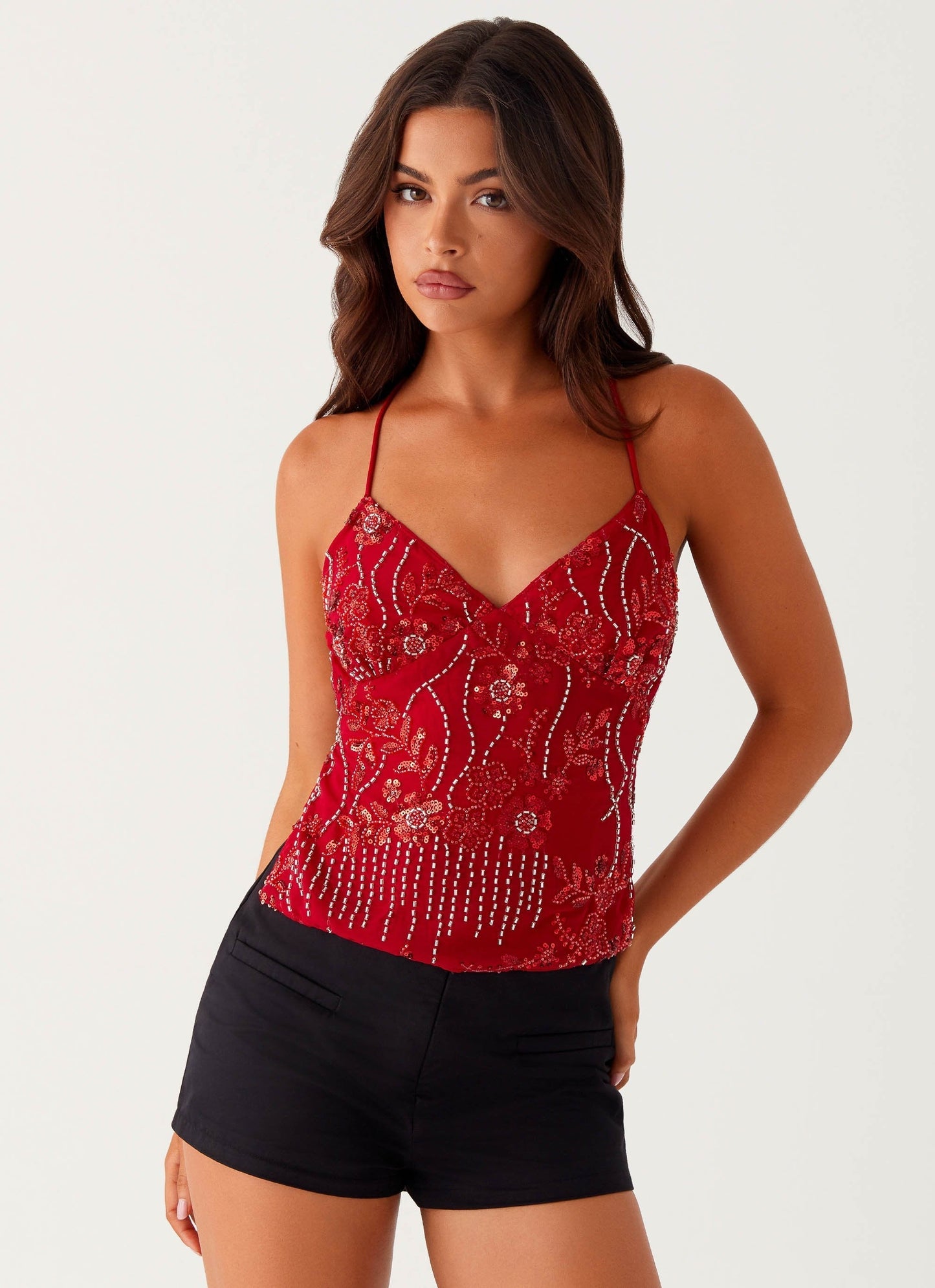 FALCES - GLAMOROUS BOLD SEQUIN TOP