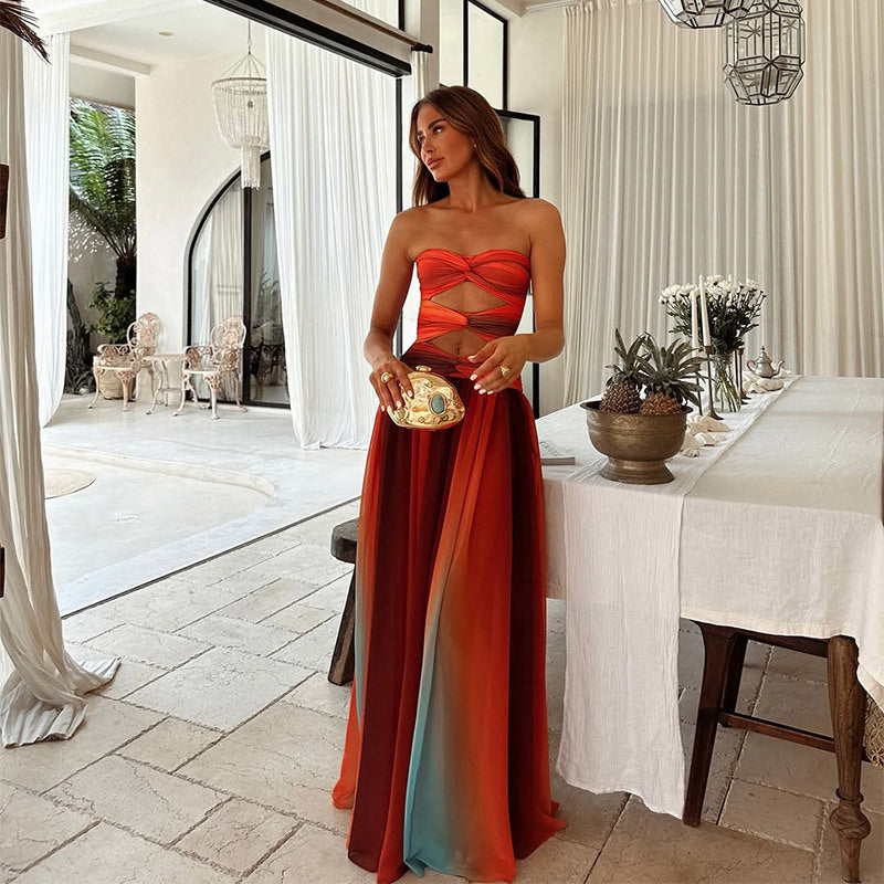Sofia - Tie-dye Gradient Hollow Out Maxi Dress