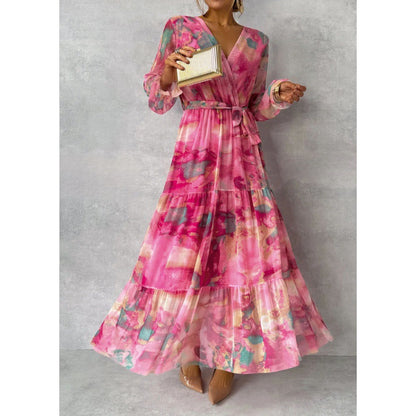 Joyce | Elegant Floral V-neck Dress