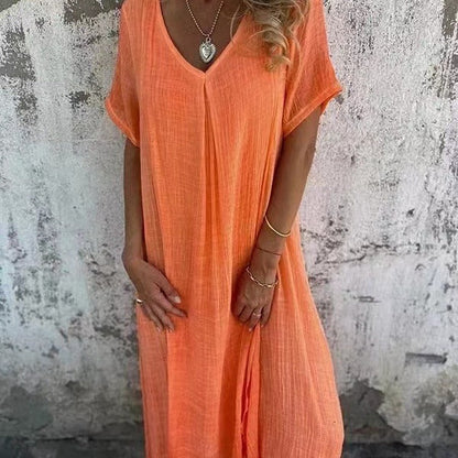 Amber | Elegant V-Neck Midi Dress