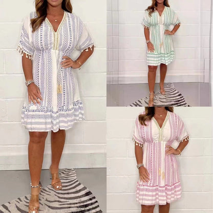 Gail™ - BOHEMIAN VINTAGE DRESS WITH ETHNIC PRINT