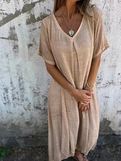 Amber | Elegant V-Neck Midi Dress