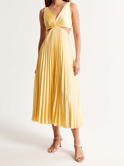 Sarai - Trendy V-Neck Solid Color Maxi Dress