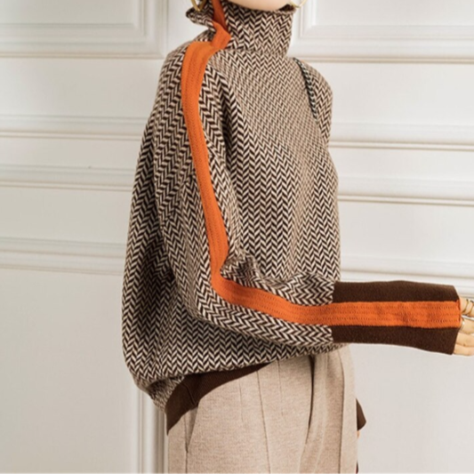 Eleanor | Herringbone Luxe Turtleneck
