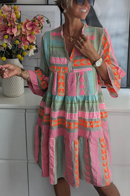 Ava™ - Chic V-Neck Cotton Hemp Summer Dress