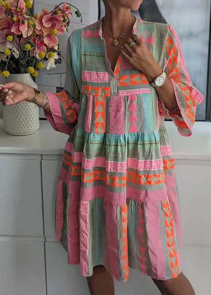 Ava - Stylish V-Neck Hemp Dress for Summer