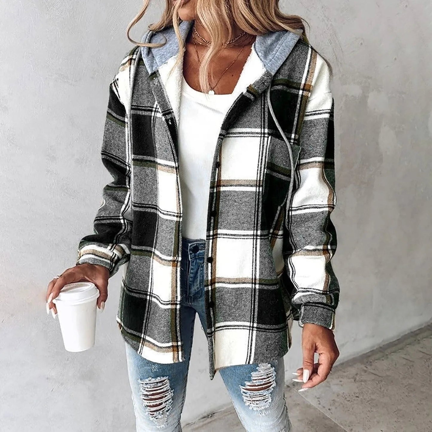 ELEANOR - HOODED PLAID JACKET