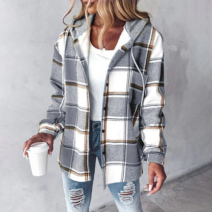ELEANOR - HOODED PLAID JACKET