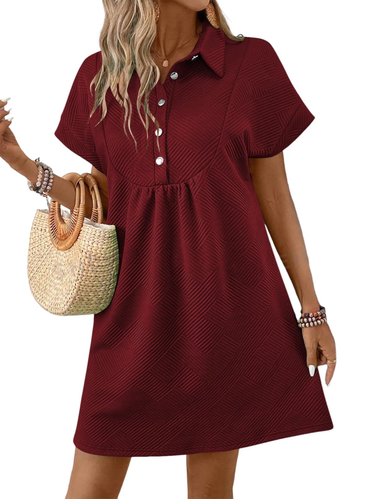 Amber | Chic Midi Dress with Batwing Sleeves and Stylish Collar