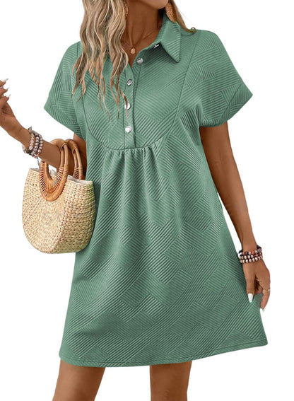 Amber | Chic Midi Dress with Batwing Sleeves and Stylish Collar
