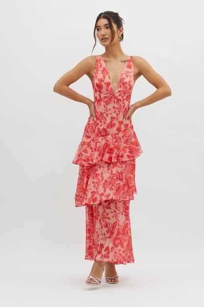 FERRERAS - REFINED STYLE RUFFLE MIDI DRESS