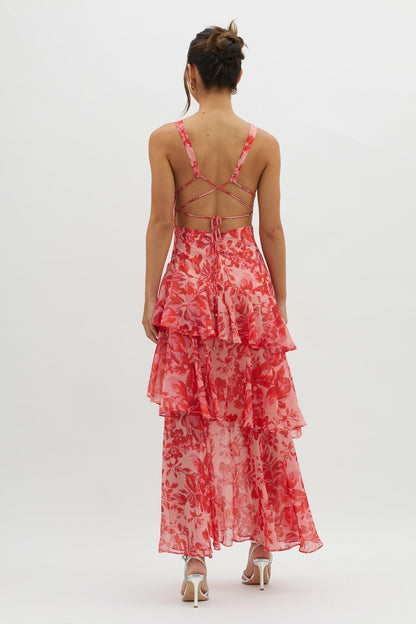 FERRERAS - REFINED STYLE RUFFLE MIDI DRESS