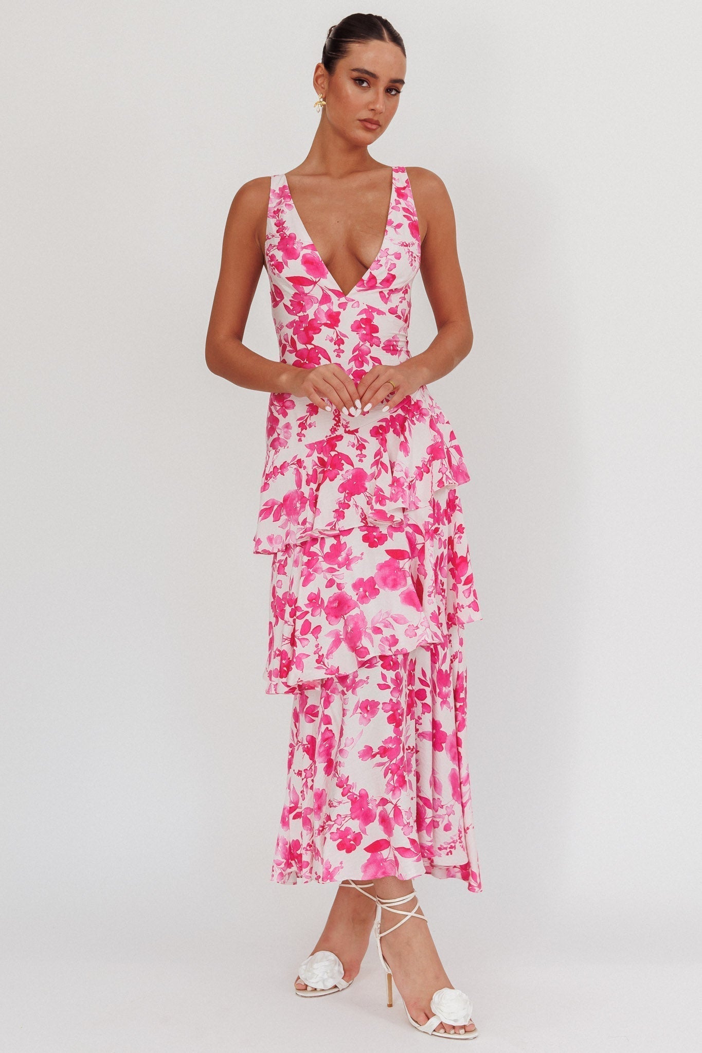 FERRERAS - REFINED STYLE RUFFLE MIDI DRESS