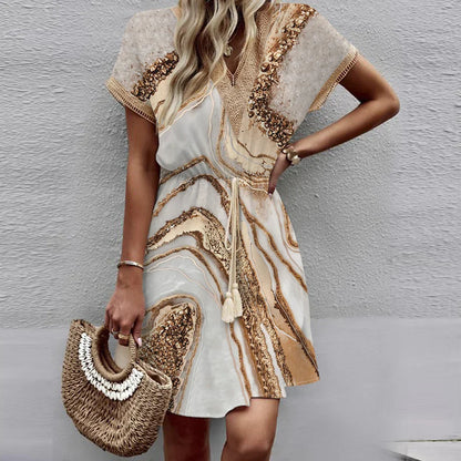SIMA - CHIC GRAPHIC V-NECK DRESS
