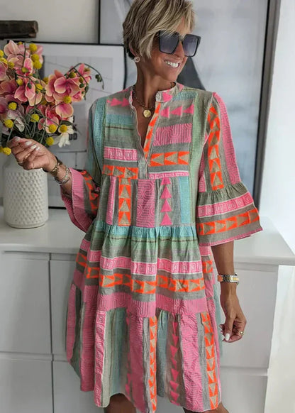 Ava - Stylish V-Neck Hemp Dress for Summer