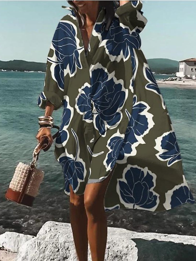 CAROLINE - RETRO DRAPE SHIRT DRESS