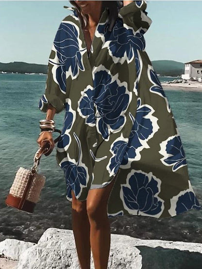 CAROLINE - RETRO DRAPE SHIRT DRESS