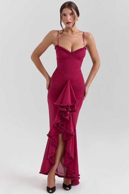 Fauna - Ruched Ruffle Dovetail Party Dress