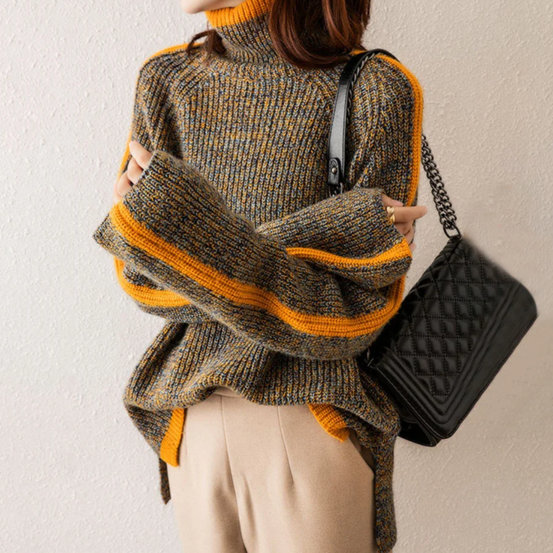 Emily | Herringbone Luxe Turtleneck