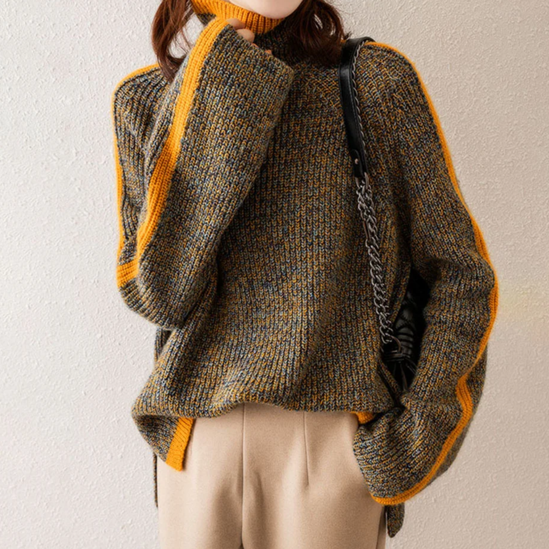 Emily | Herringbone Luxe Turtleneck