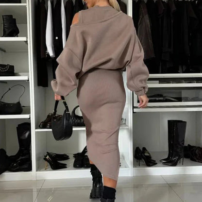 TRISHELLE - TRENDY STREET CHIC SLIT DRESS SET