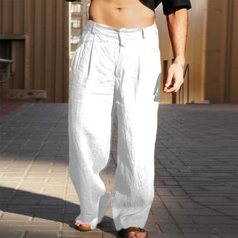 CHAPLIN - CLASSIC WIDE LEG LINEN TROUSERS
