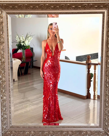 Kalea - Glitter Sequins Backless Strap Dress