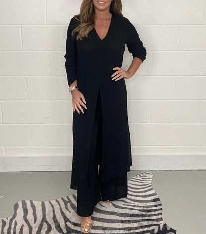 PAIGE - VINTAGE TWO PIECES SUIT WITH LONG TOP & TROUSERS