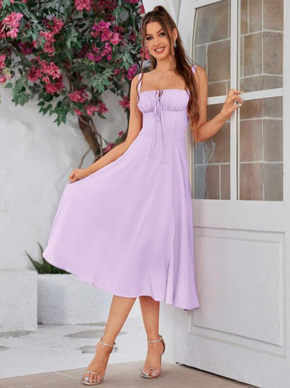 Elena – Elegant Square Neck Midi Dress