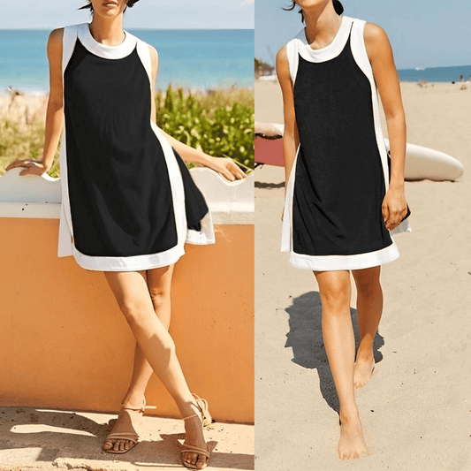 MALAYSIA - COLOR BLOCK SLEEVELESS SHORTS SET WITH POCKETS