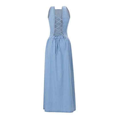 FEMAR - MIDNIGHT DENIM STRAPPY SLEEVELESS DRESS