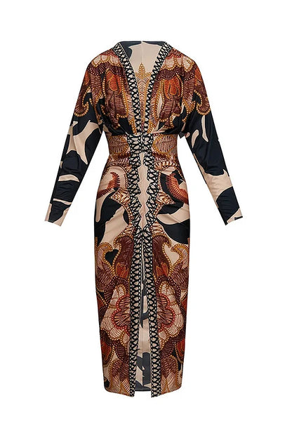 EUGENIA - BRAZILIAN INSPIRED PRINT RUCHED SLIT DRESS