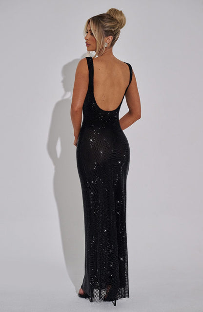 YUKI - PREMIUM STRETCH NET MAXI DRESS