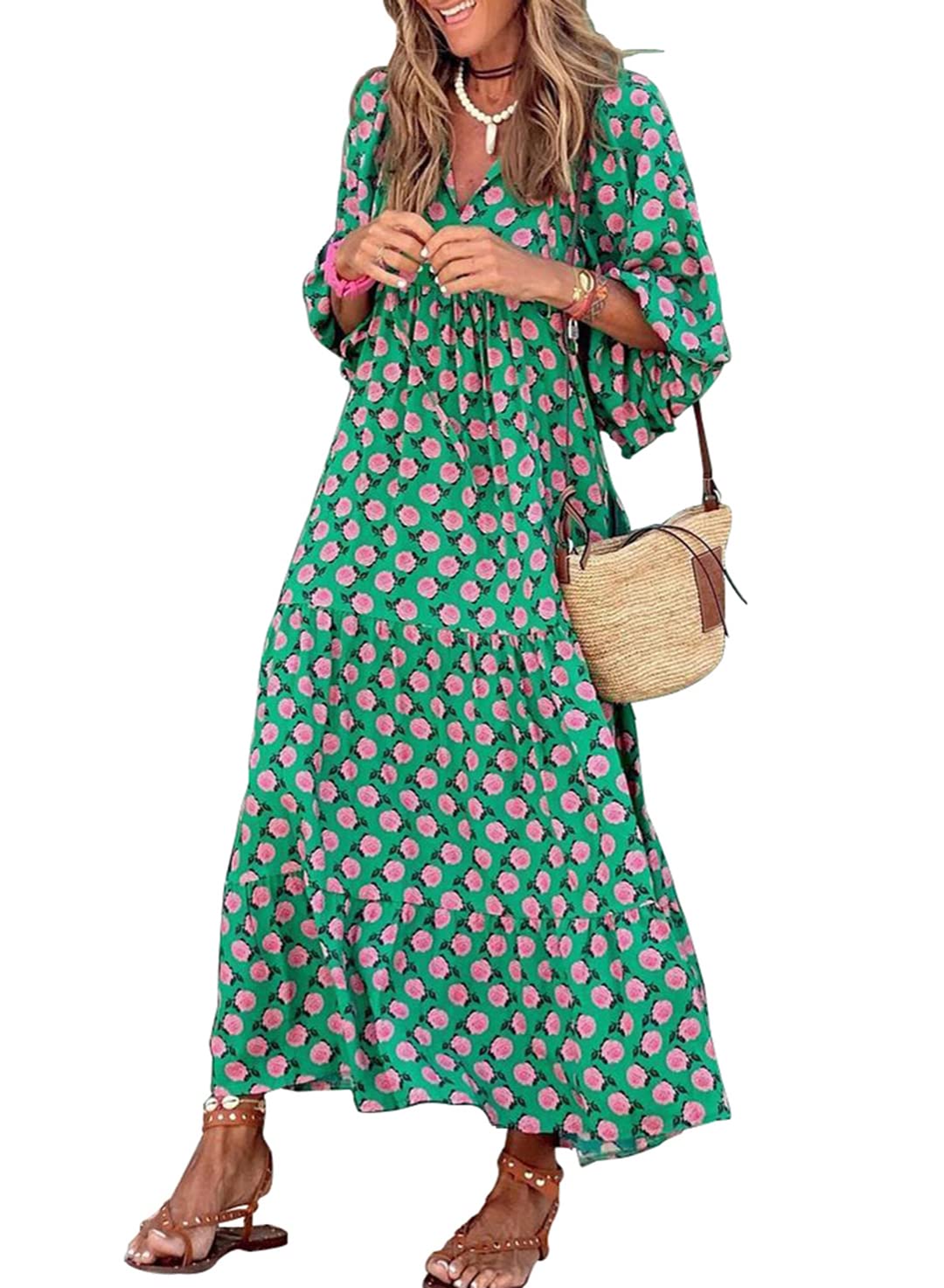 ROMINA - BOHO CHIC PUFF SLEEVE MAXI