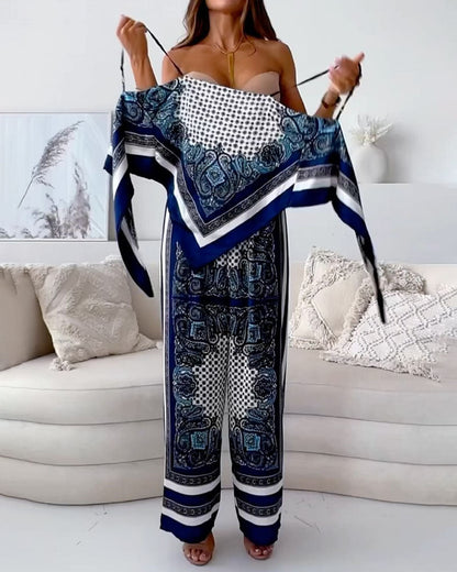 KYRA -TRENDY LACE-UP VEST & PANTS SET