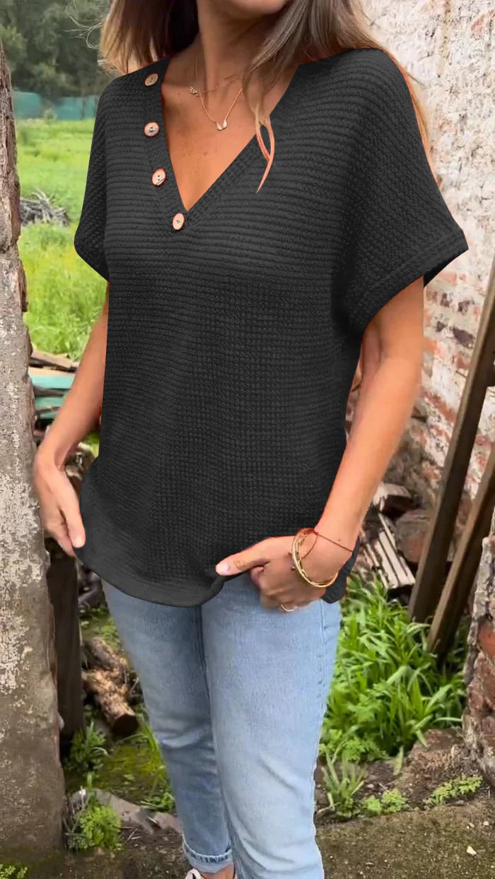 MEERAH -  BREATHABLE WAFFLE SHORT SLEEVE TEE